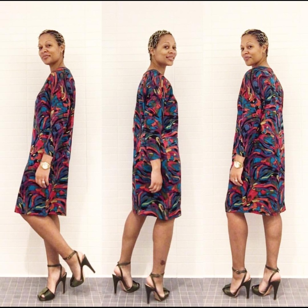 Vintage 1980s Abstract Silk Dress